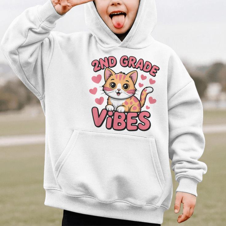 Cute Cat 2nd Grade Vibes Back To School Second Grade Girls Graphic Kid Hoodie Cute Cat 2nd Grade Vibes Back To School Second Grade Girls Graphic Kid Hoodie