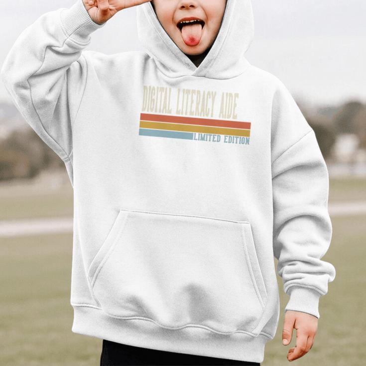Digital Literacy Aide Week Retro Vintage Back To School Day Premium Tri-Blend Graphic Kid Hoodie
