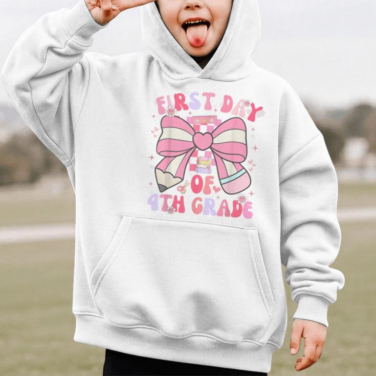 First Day Of 4th Grade Coquette Back To School Girls Kids Graphic Kid Hoodie First Day Of 4th Grade Coquette Back To School Girls Kids Graphic Kid Hoodie