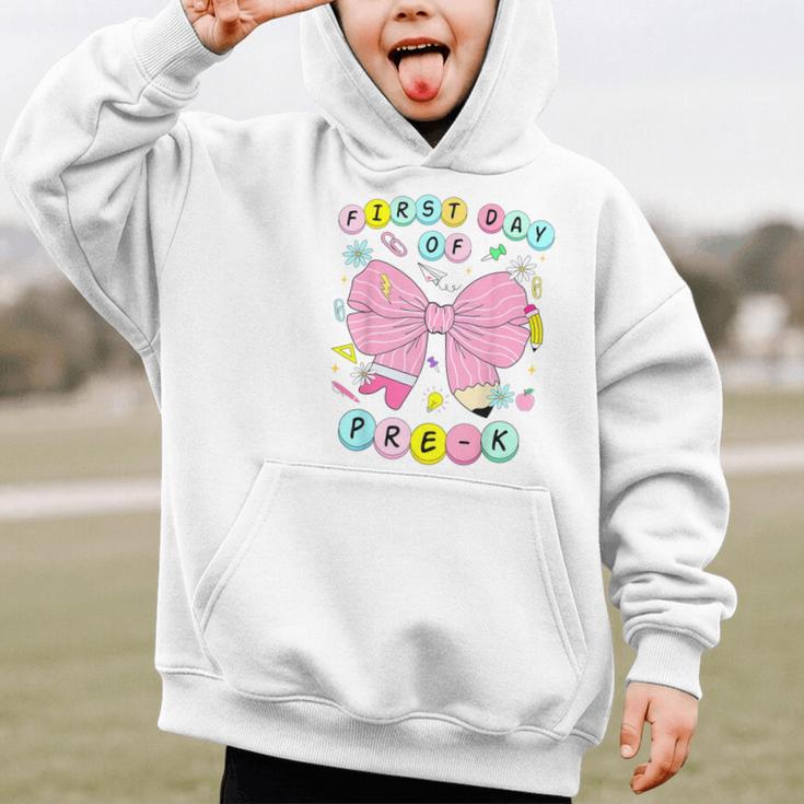 First Day Of Pre-K Girls Coquette Bow Back To School Kids Graphic Kid Hoodie First Day Of Pre-K Girls Coquette Bow Back To School Kids Graphic Kid Hoodie