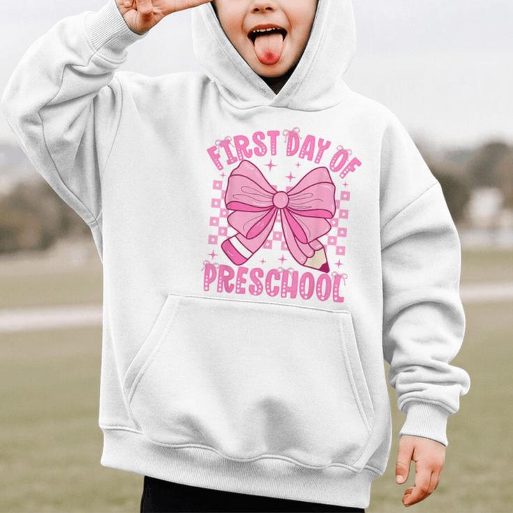 First Day Of Preschool Coquette Bow Back To School Girls Graphic Kid Hoodie