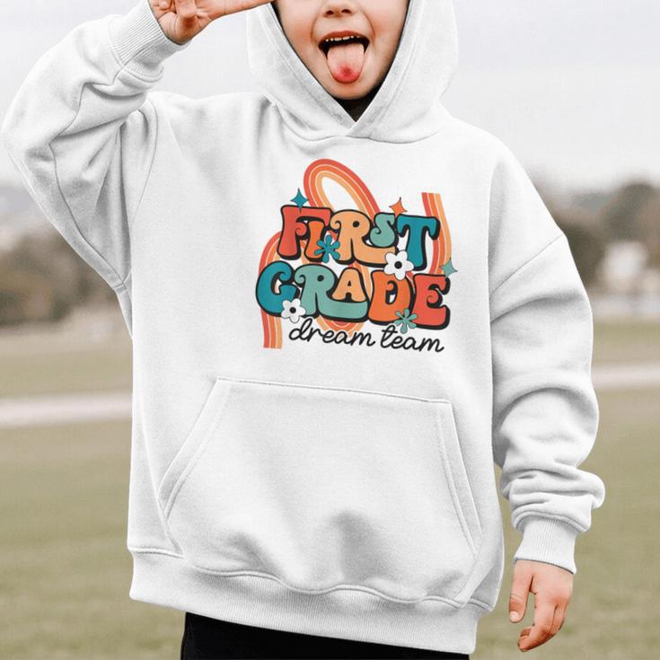 First Grade Dream Team First Day Of 1st Grade Back To School Graphic Kid Hoodie First Grade Dream Team First Day Of 1st Grade Back To School Graphic Kid Hoodie