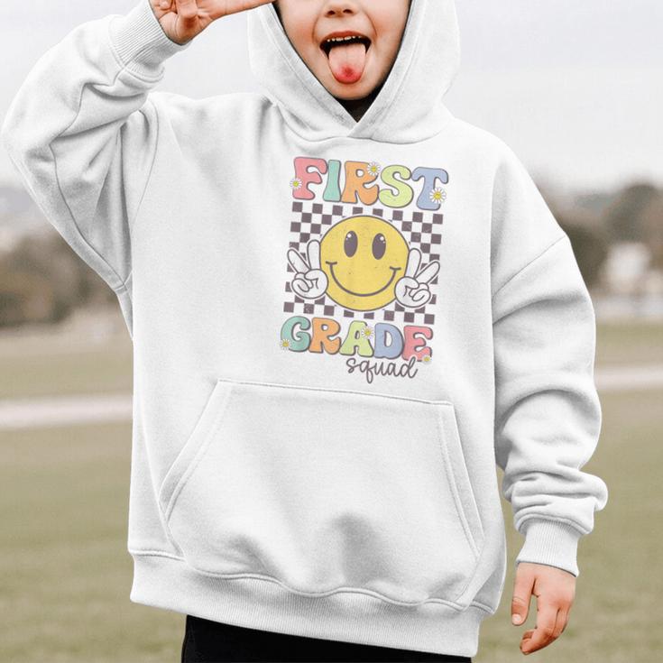 First Grade Squad Smile Face 1st Grade Back To School Graphic Kid Hoodie