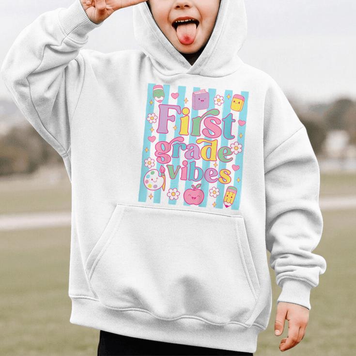 First Grade Vibes Cute Groovy Back To School 1st Grade Girls Graphic Kid Hoodie First Grade Vibes Cute Groovy Back To School 1st Grade Girls Graphic Kid Hoodie