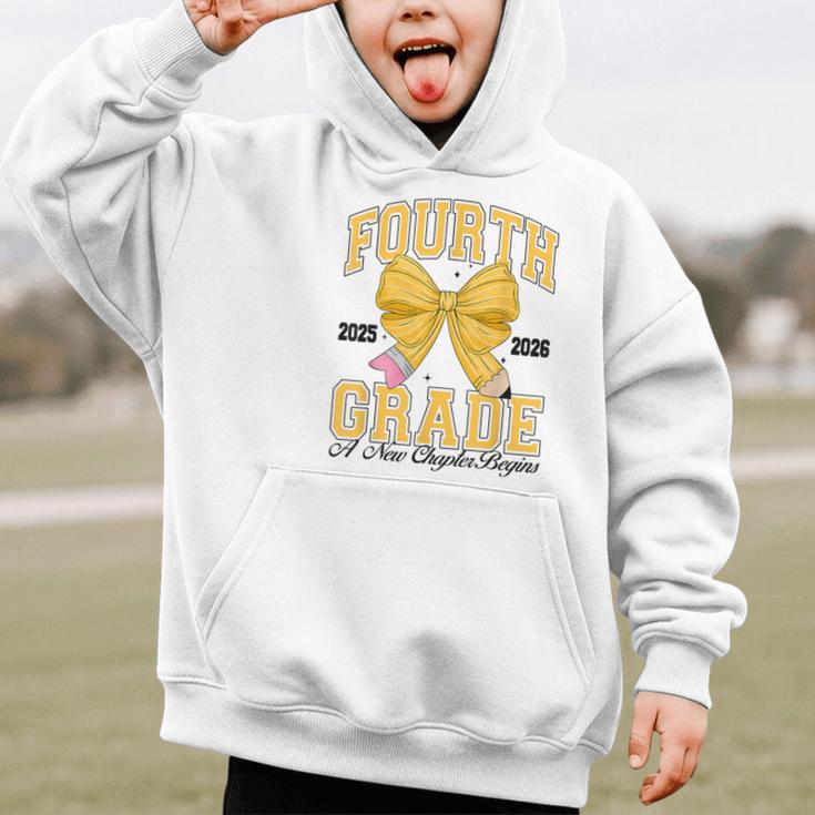 Fourth Grade Back To School First Day Pencil Bow 2025 Girls Graphic Kid Hoodie Fourth Grade Back To School First Day Pencil Bow 2025 Girls Graphic Kid Hoodie