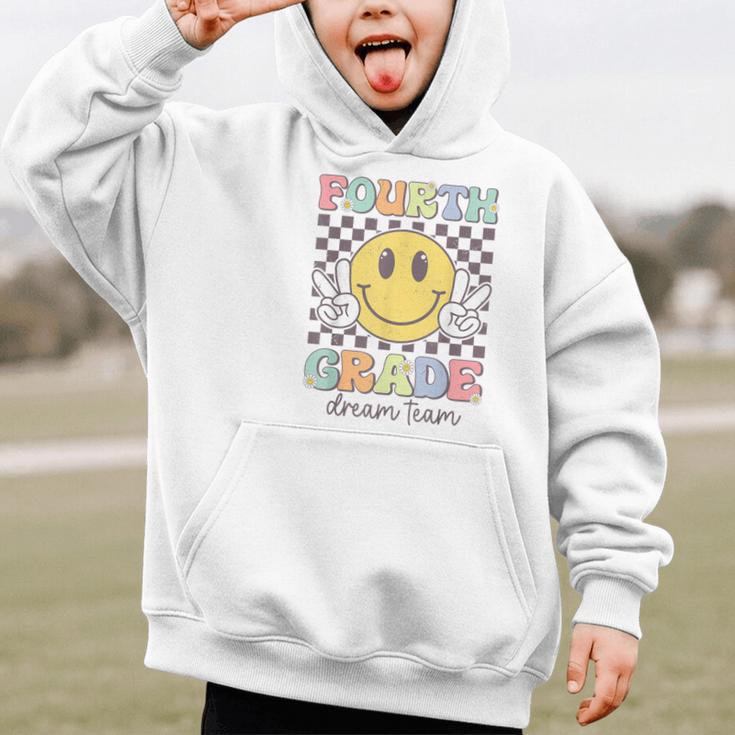 Fourth Grade Dream Team Smile Face Back To School 4th Grade Graphic Kid Hoodie Fourth Grade Dream Team Smile Face Back To School 4th Grade Graphic Kid Hoodie
