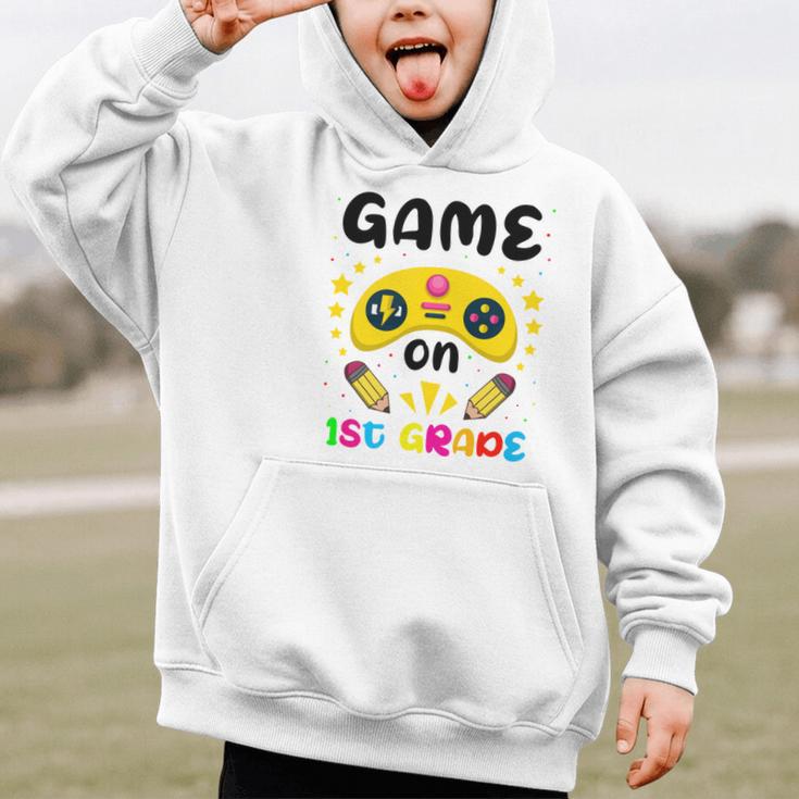 Game On 1st Grade Cute Video Gamer Back To School 2026 Kids Graphic Kid Hoodie Game On 1st Grade Cute Video Gamer Back To School 2026 Kids Graphic Kid Hoodie
