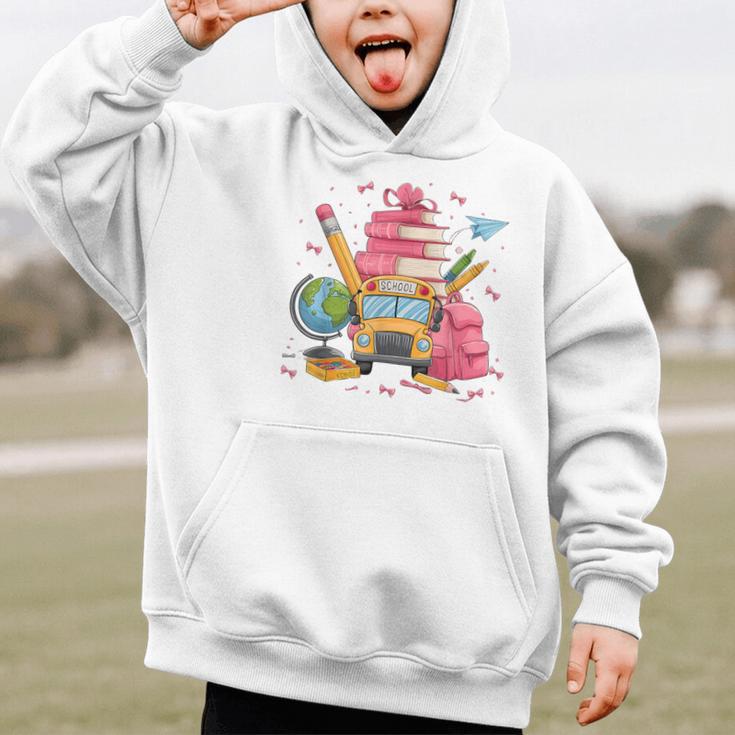 Girls Cute Pink Bows Coquette Aesthetic Back To School Graphic Kid Hoodie