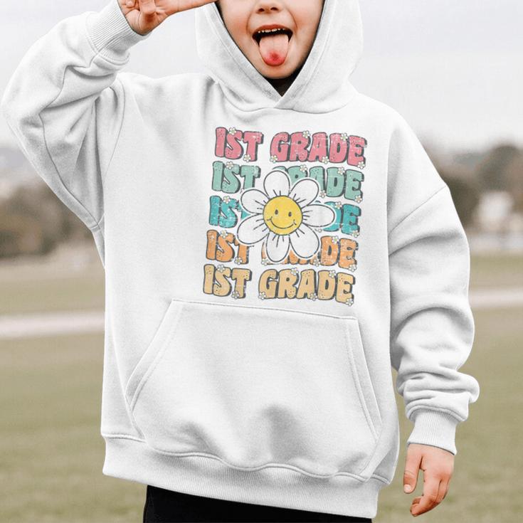 Groovy 1st Grade Back To School First Day Of First Grade Graphic Kid Hoodie Groovy 1st Grade Back To School First Day Of First Grade Graphic Kid Hoodie
