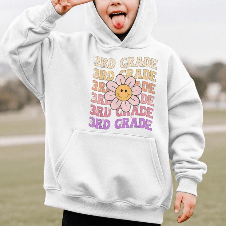 Groovy 3rd Grade Back To School Retro Groovy Third Grade Graphic Kid Hoodie