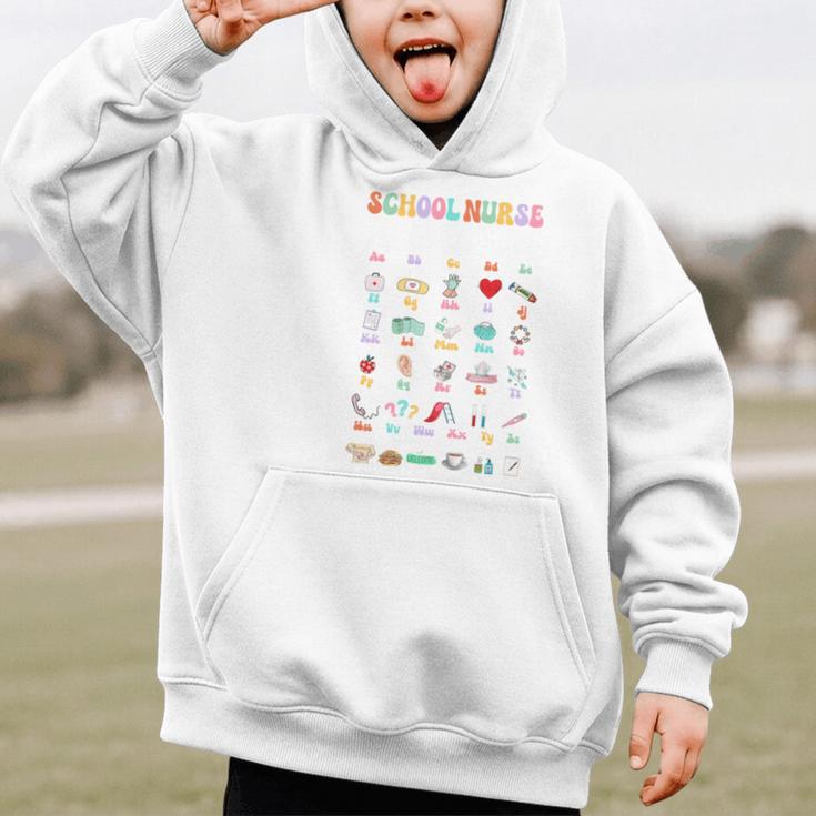 Groovy Cute ABC School Nurse Alphabet Back To School Women Graphic Kid Hoodie