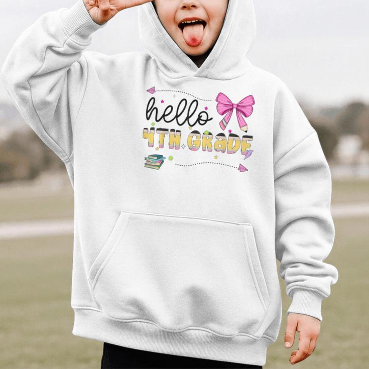 Hello 4th Grade Girls Coquette Fourth Grade Back To School Graphic Kid Hoodie Hello 4th Grade Girls Coquette Fourth Grade Back To School Graphic Kid Hoodie