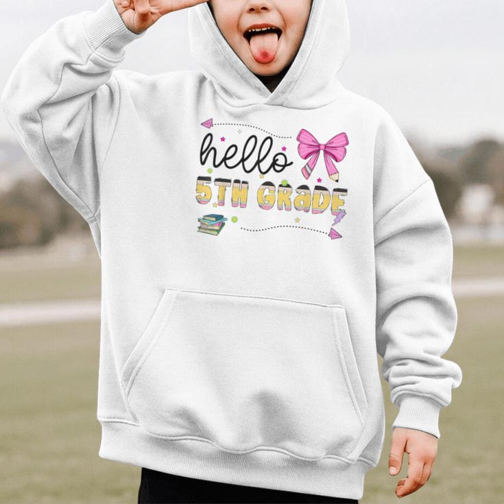 Hello 5th Grade Girls Coquette Fifth Grade Back To School Graphic Kid Hoodie