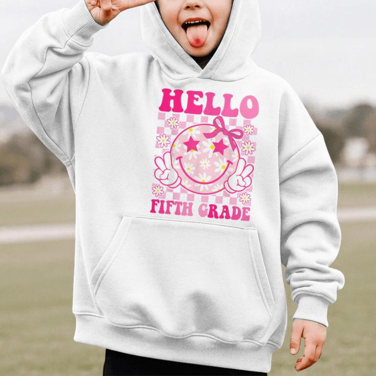 Hello Fifth Grade Coquette Bow Back To School 5th Grade Girl Graphic Kid Hoodie Hello Fifth Grade Coquette Bow Back To School 5th Grade Girl Graphic Kid Hoodie