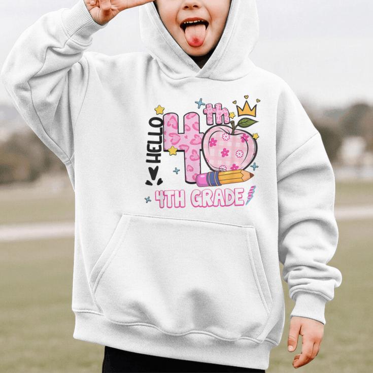 Hello Fourth 4th Grade Leopard Tie Dye Girl Back To School Graphic Kid Hoodie Hello Fourth 4th Grade Leopard Tie Dye Girl Back To School Graphic Kid Hoodie