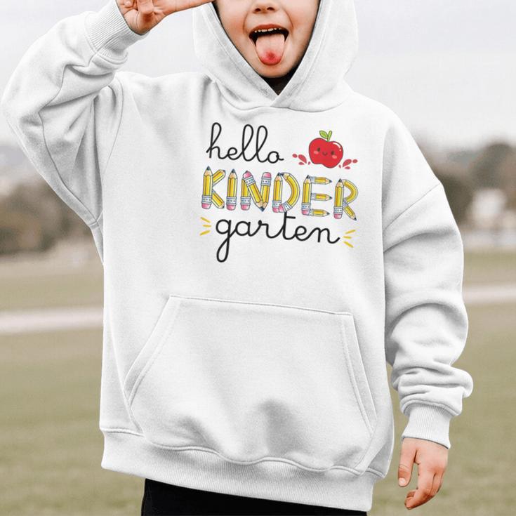 Hello Kindergarten Back To School Cute First Day Kids School Graphic Kid Hoodie Hello Kindergarten Back To School Cute First Day Kids School Graphic Kid Hoodie