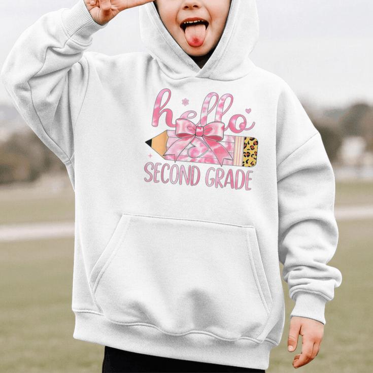 Hello Second Grade Pencil Tie Dye Coquette Back To School Graphic Kid Hoodie Hello Second Grade Pencil Tie Dye Coquette Back To School Graphic Kid Hoodie