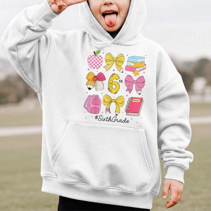 Hello Sixth 6th Grade Back To School Coquette Bow Girls Graphic Kid Hoodie Hello Sixth 6th Grade Back To School Coquette Bow Girls Graphic Kid Hoodie