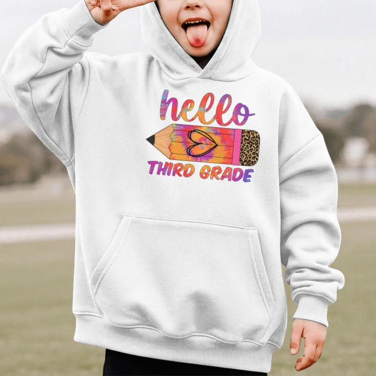 Hello Third Grade Back To School Pencil Tie Dye 3rd Grade Performance Graphic Kid Hoodie