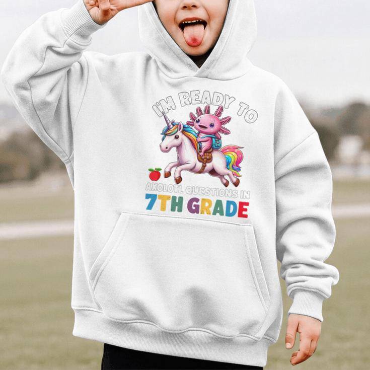 I'm Ready To Axolotl Questions In 7th Grade Back To School Premium Tri-Blend Graphic Kid Hoodie I'm Ready To Axolotl Questions In 7th Grade Back To School Premium Tri-Blend Graphic Kid Hoodie
