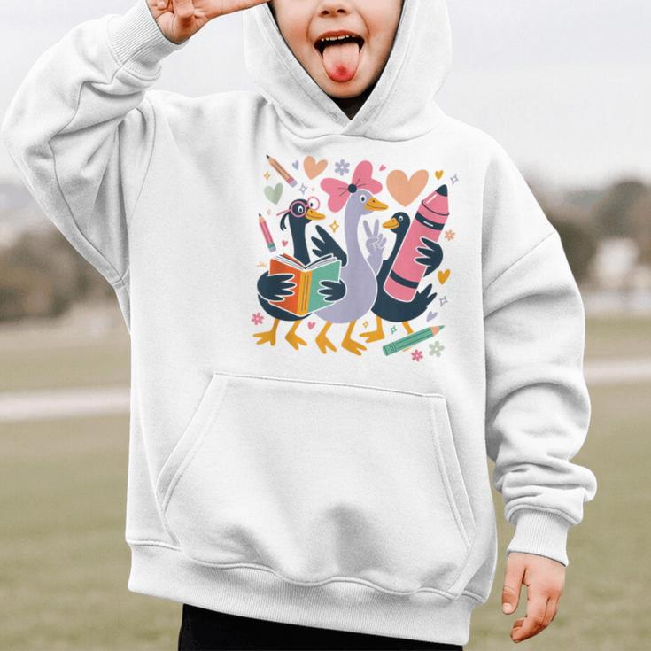 Kindergarten 1st Grade Goose Back To School Girls Graphic Kid Hoodie