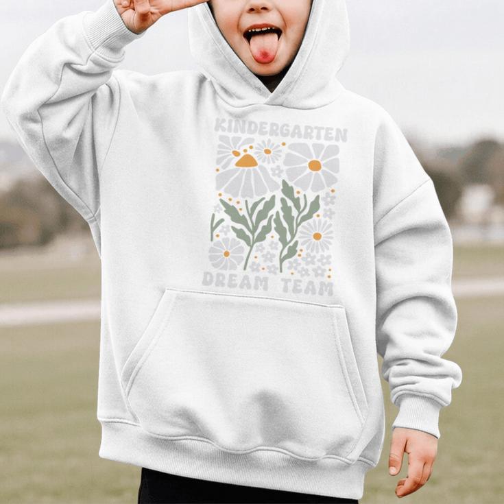 Kindergarten Dream Team First Day Back To School Boho Flower Performance Graphic Kid Hoodie Kindergarten Dream Team First Day Back To School Boho Flower Performance Graphic Kid Hoodie