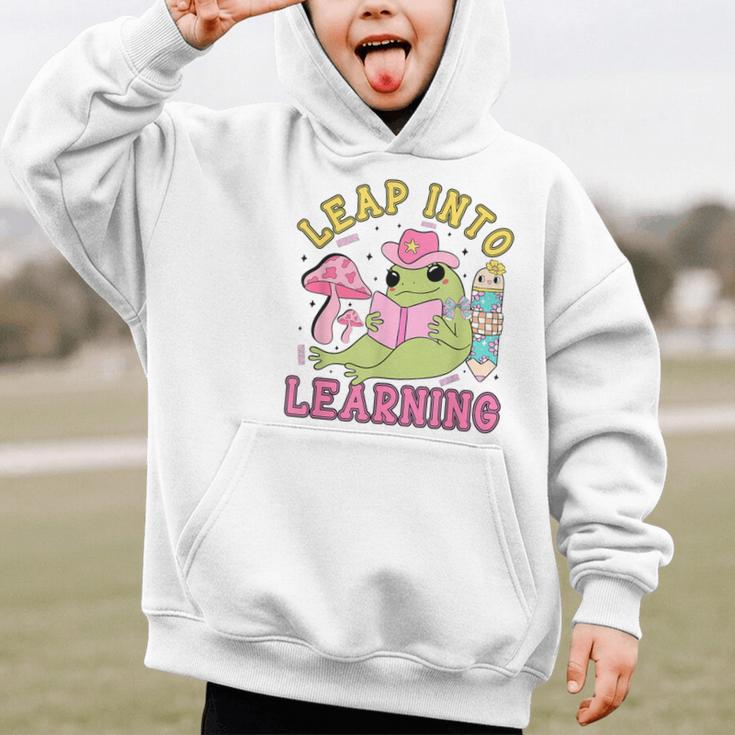 Leap Into Learning Cute Frog Kawaii Back To School Kids Graphic Kid Hoodie Leap Into Learning Cute Frog Kawaii Back To School Kids Graphic Kid Hoodie