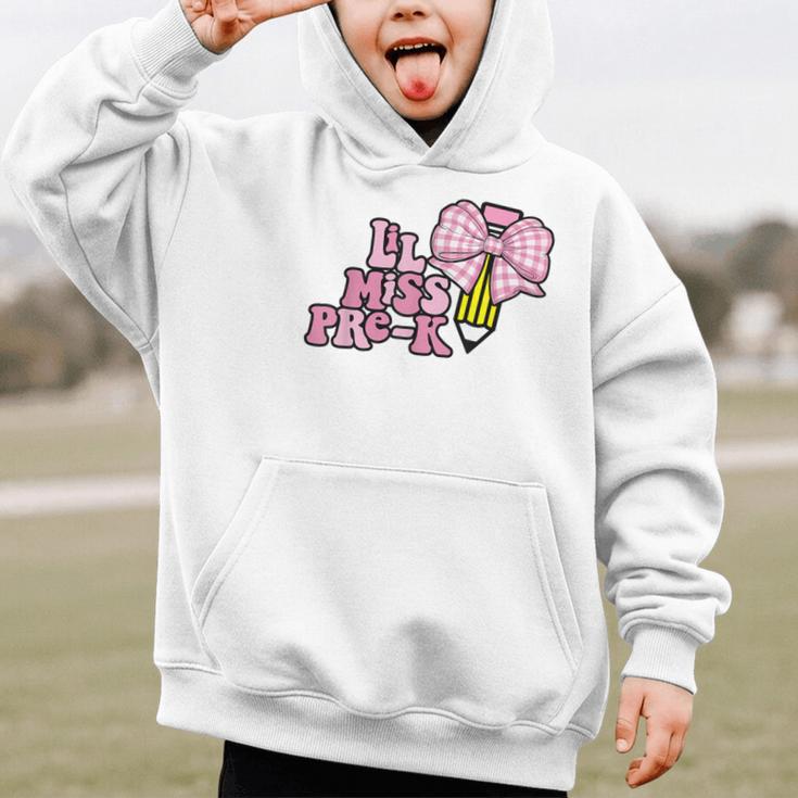 LiL Miss Pre-K Back To School Girls Coquette Bow First Day Graphic Kid Hoodie