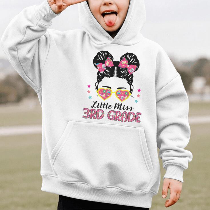 Little Miss 3rd Grade Messy Bun Back To School Graphic Kid Hoodie Little Miss 3rd Grade Messy Bun Back To School Graphic Kid Hoodie