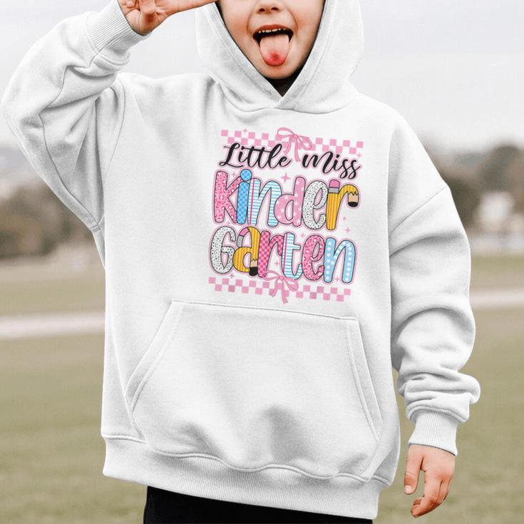 Little Miss Kindergarten Back To School Girls Coquette Bow Graphic Kid Hoodie