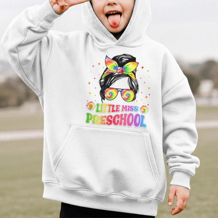Little Miss Preschool Messy Bun Tie Dye Back To School Girls Graphic Kid Hoodie Little Miss Preschool Messy Bun Tie Dye Back To School Girls Graphic Kid Hoodie