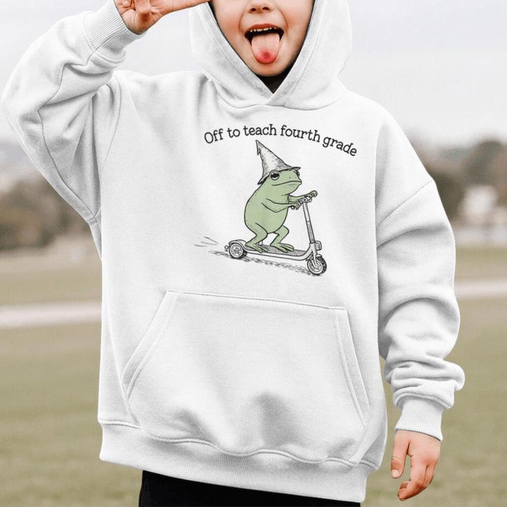 Off To Teach Fourth Grade Froggy Cute Frog Back To School Graphic Kid Hoodie Off To Teach Fourth Grade Froggy Cute Frog Back To School Graphic Kid Hoodie