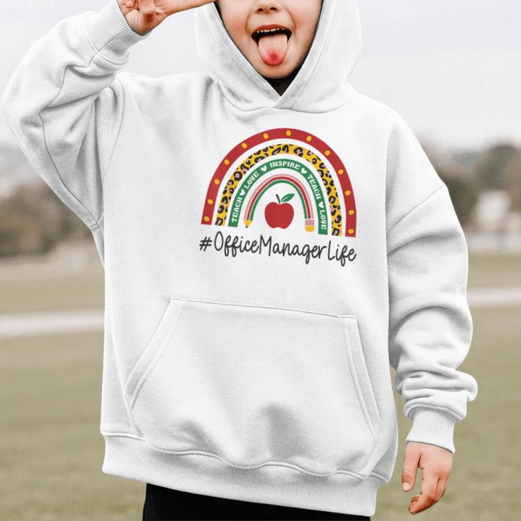 Office Manager Rainbow Appreciation Day Hello Back To School Graphic Kid Hoodie Office Manager Rainbow Appreciation Day Hello Back To School Graphic Kid Hoodie
