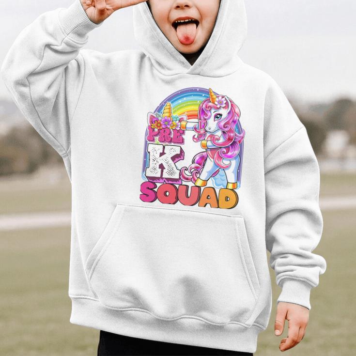 Pre-K Squad Flossing Unicorn Back To School Girls Premium Tri-Blend Graphic Kid Hoodie