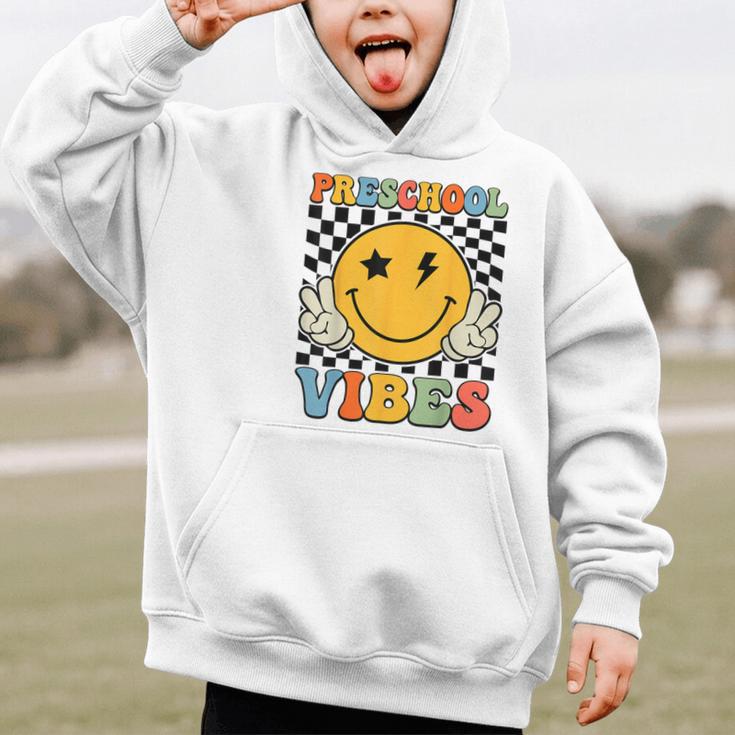 Preschool Vibes Retro Groovy Back To School Pre-K Graphic Kid Hoodie Preschool Vibes Retro Groovy Back To School Pre-K Graphic Kid Hoodie
