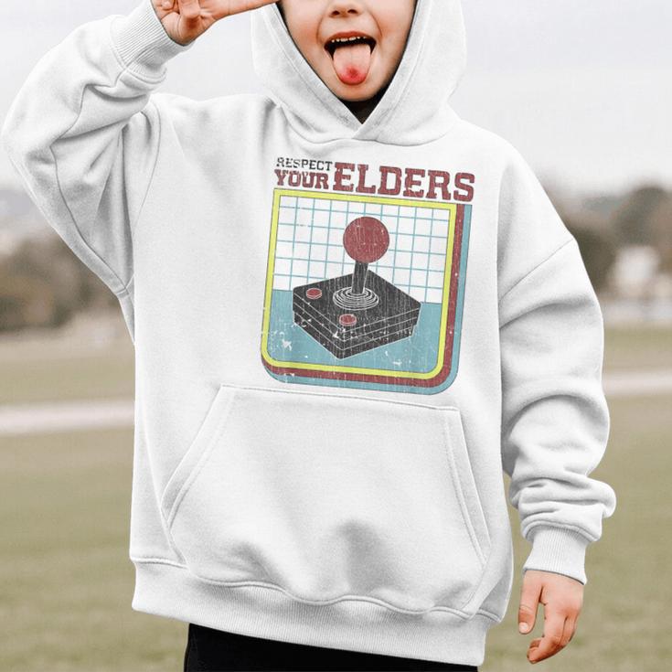 Respect Your Elders Retro Gamer Joystick Back To School Graphic Kid Hoodie Respect Your Elders Retro Gamer Joystick Back To School Graphic Kid Hoodie