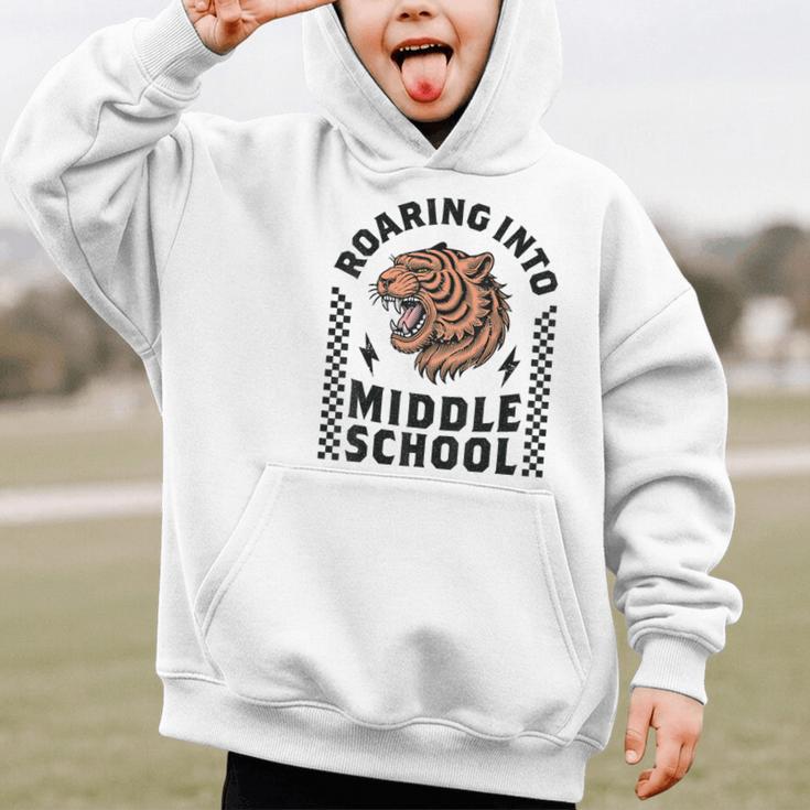 Roaring Into Middle School Tiger Back To School Boy Girl Kid Graphic Kid Hoodie Roaring Into Middle School Tiger Back To School Boy Girl Kid Graphic Kid Hoodie