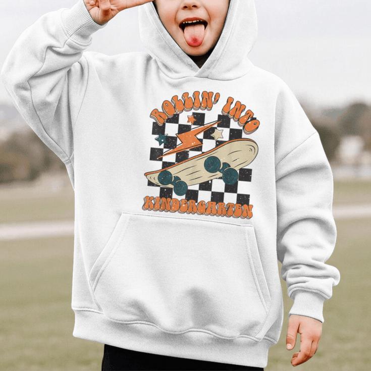 Rolling Into Kindergarten Retro Groovy Back To School Kids Graphic Kid Hoodie Rolling Into Kindergarten Retro Groovy Back To School Kids Graphic Kid Hoodie