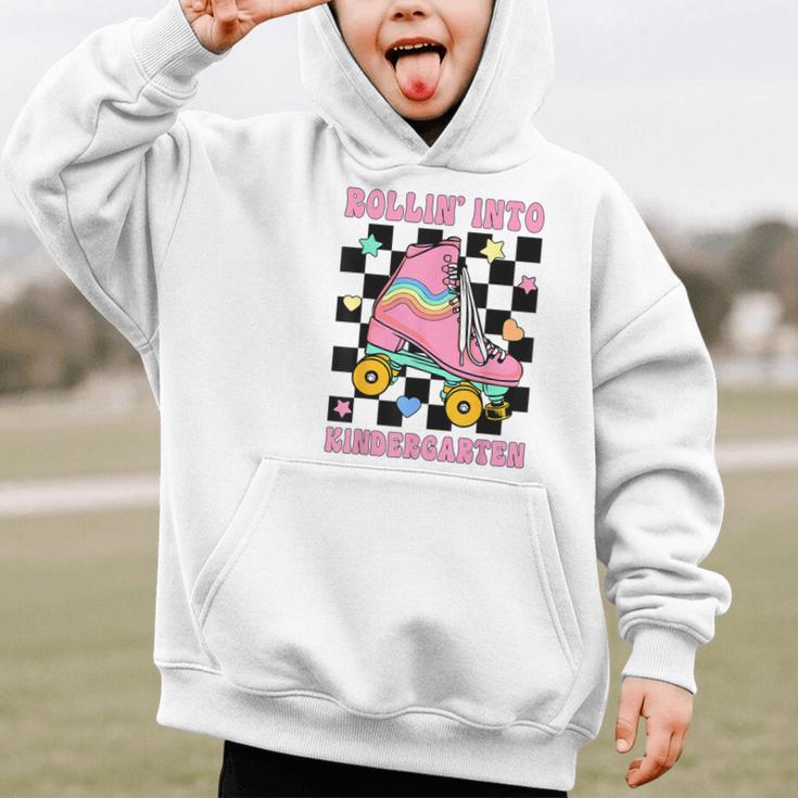 Rolling Into Kindergarten Roller Skating Girl Back To School Graphic Kid Hoodie Rolling Into Kindergarten Roller Skating Girl Back To School Graphic Kid Hoodie