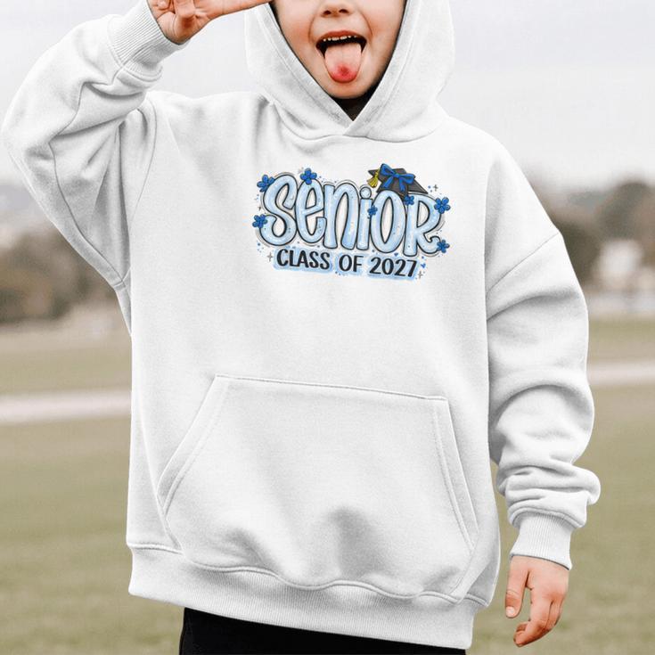 Senior 2027 Blue Girls Class Of 27 Back To School Graphic Kid Hoodie Senior 2027 Blue Girls Class Of 27 Back To School Graphic Kid Hoodie