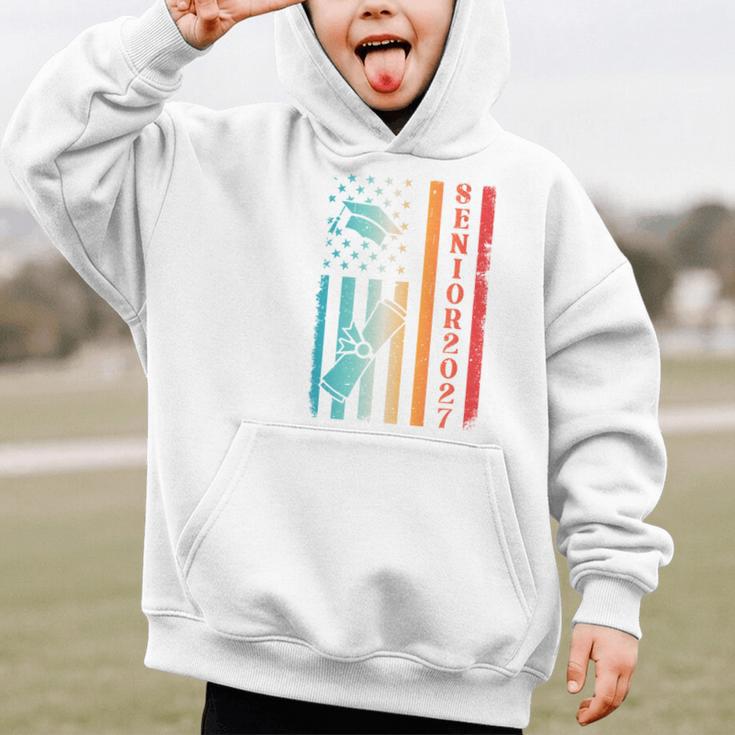 Senior 2027 Class Of 2027 Graduation USA Flag Back To School Performance Graphic Kid Hoodie Senior 2027 Class Of 2027 Graduation USA Flag Back To School Performance Graphic Kid Hoodie