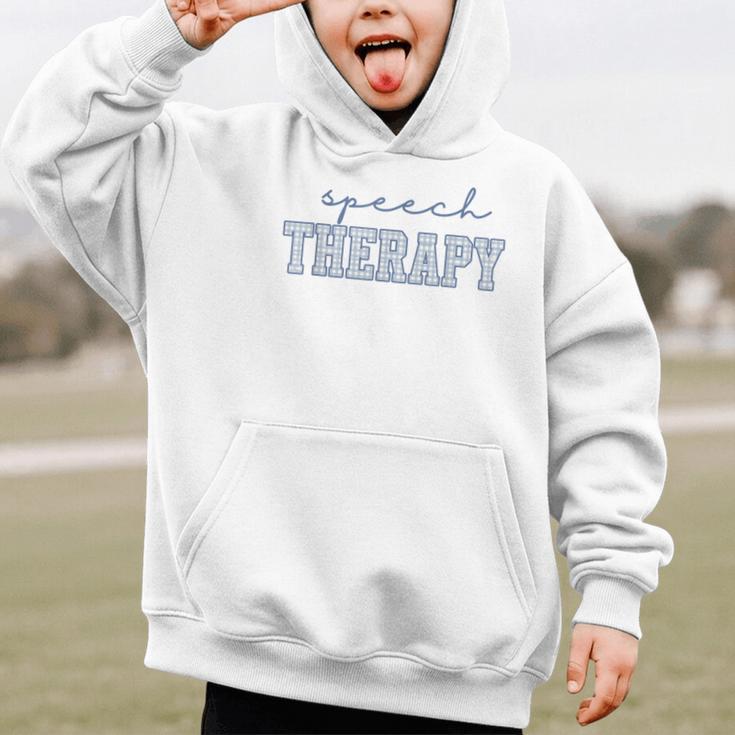 Speech Therapy Gingham SLP Therapist Summer Back To School Graphic Kid Hoodie Speech Therapy Gingham SLP Therapist Summer Back To School Graphic Kid Hoodie
