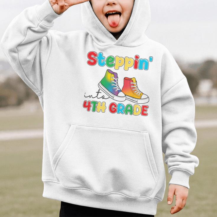 Steppin Into Fourth Grade Back To School First Day 4th Grade Graphic Kid Hoodie Steppin Into Fourth Grade Back To School First Day 4th Grade Graphic Kid Hoodie