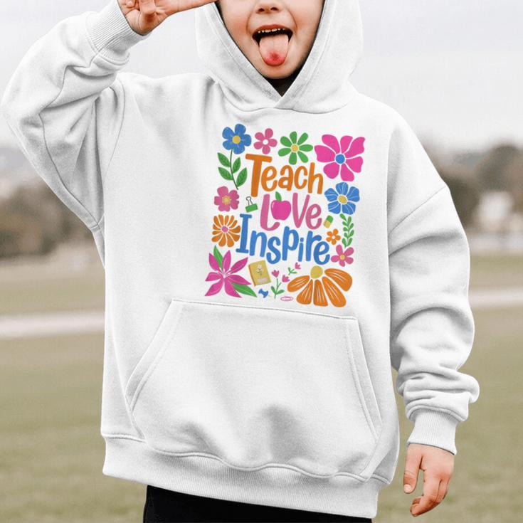 Teach Love Inspire Back To School Graphic Kid Hoodie Teach Love Inspire Back To School Graphic Kid Hoodie