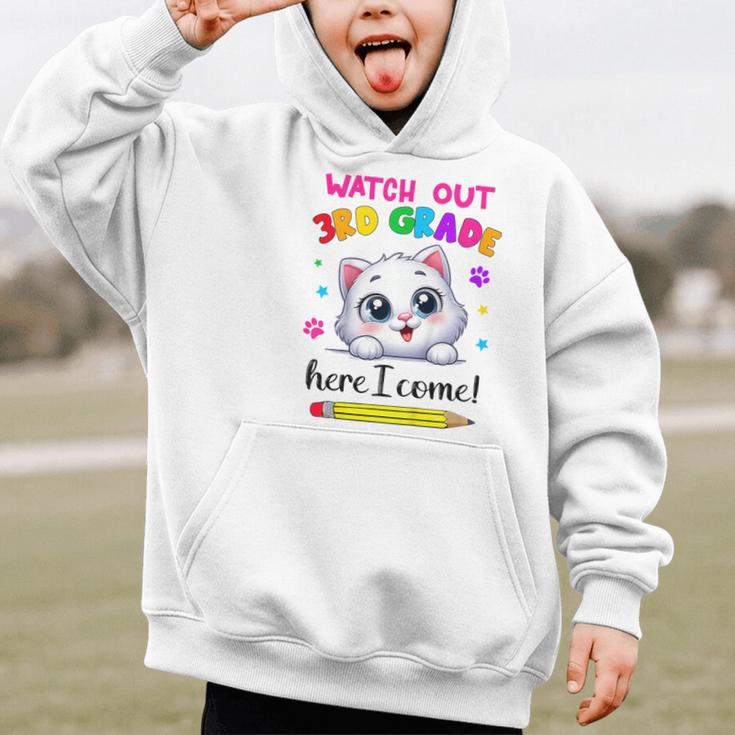 Watch Out 3rd Grade Here I Come Girls Cat Back To School Graphic Kid Hoodie Watch Out 3rd Grade Here I Come Girls Cat Back To School Graphic Kid Hoodie