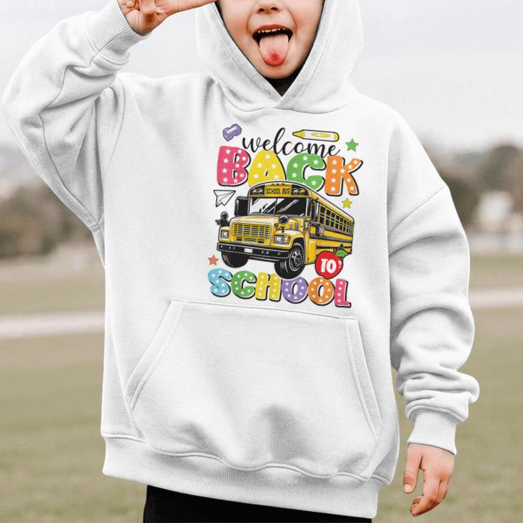 Welcome Back To School Bus Happy First Day Of School Student Graphic Kid Hoodie Welcome Back To School Bus Happy First Day Of School Student Graphic Kid Hoodie