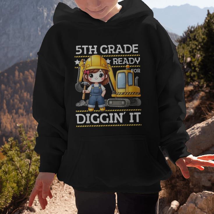 5th Grade Ready For Digging Construction Girl Back To School Graphic Kid Hoodie
