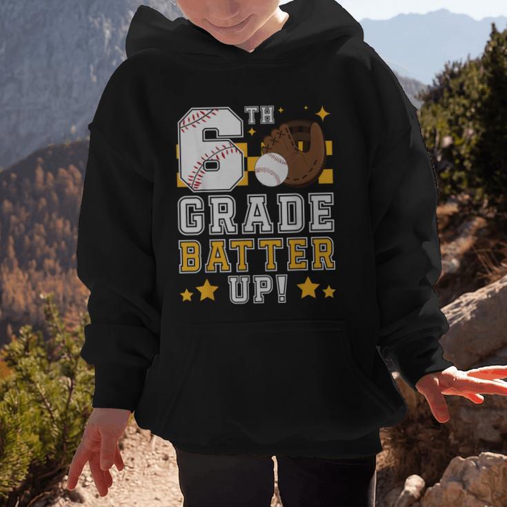 6th Grade Batter Up Baseball First Day Back To School Graphic Kid Hoodie