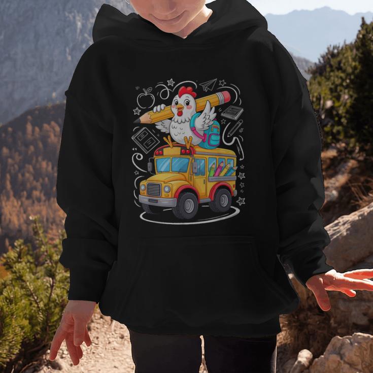Back To School Chicken School Bus 100 Days Of School Graphic Kid Hoodie