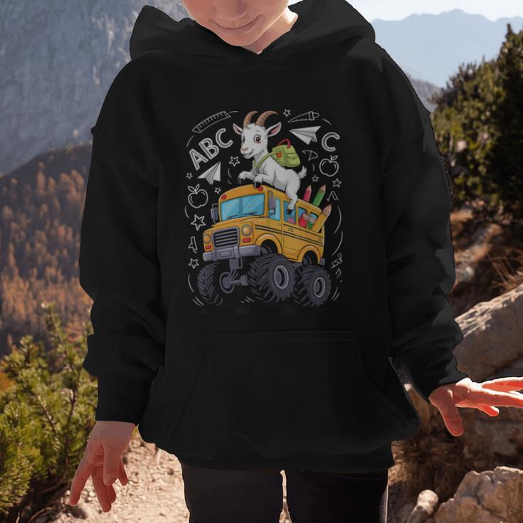 Back To School Goat School Bus 100 Days Of School Graphic Kid Hoodie